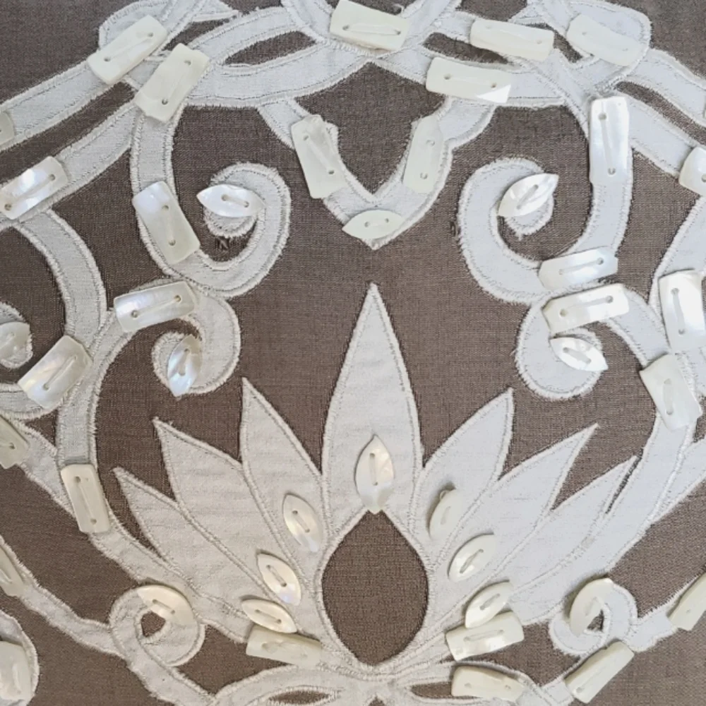 Lola Hand Beaded Taupe Pillow NWT